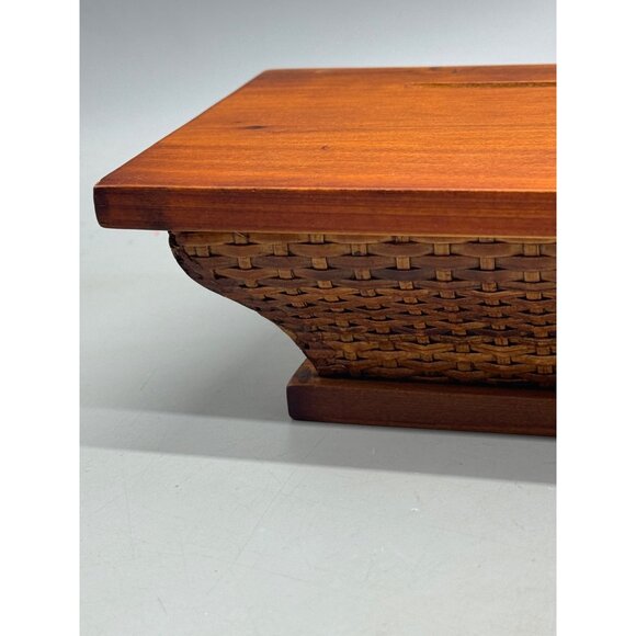 Island Rattan Wooden Woven Design Floating Shelf Brown Holds 6 LBS READ - Picture 2 of 15
